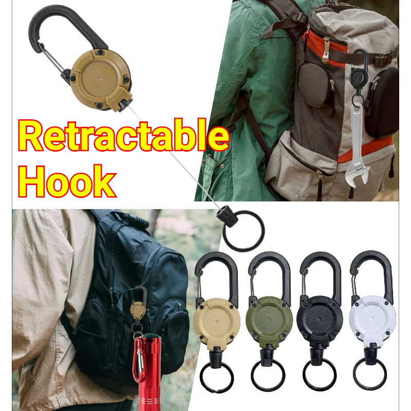 Reel Bag - 1/2/4 ชิ้น ที่ยึดบัตรแบบยืดหดได้ พร้อมคลิปหนีบแบบหนา ทนทาน พร้อมคาราไบเนอร์